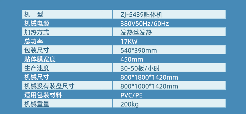 高速貼體包裝機(jī)參數(shù)